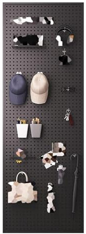 ZXHKZDX Panneau Perforé Mural, Métal Panneau Mural Perforé, Montage Mural Porte Outils Mural, avec Crochet Système De Rangement pour Chambre Garage Cuisine(Black,60X180X2cm)