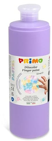 PRIMO - Tempere Lavabili per Bambini +2 Anni Prima Infanzia, Tempere per Dipingere a Dita Bottiglia 750ml, Colori Carta Vetro, Tempera Pittura Cartoleria, Lavoretti Creativi Dermatologicamente Testata