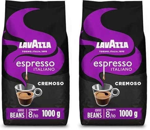 Lavazza Espresso Cremoso, 100% Arabica Medium Roast Coffee Beans, 1kg Pack (Pack of 2)