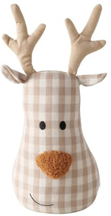 Türstopper Hirsch Tommy - Kariert - aus Stoff Bodentürstopper Dekorativ Innen Schwer Sandfüllung Türsack Fensterstopper Deko Wohndekoration Weihnachtlich 18 x 13 x 33,5 cm
