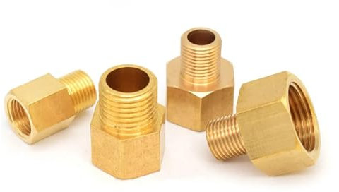 REIUAFWYGV 1pc Copper M/F 1/8,1/4,3/8,1/2 3/4 Male to Female Threaded Brass Coupler Adapter Brass Pipe Fitting(04F-04M)