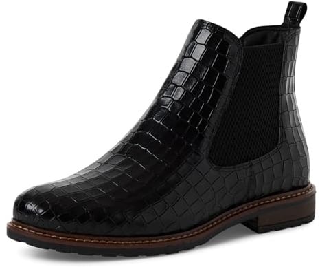 Tamaris Damen 1-25056-41 Chelsea-Stiefel, BLK LEA. Croco, 41 EU