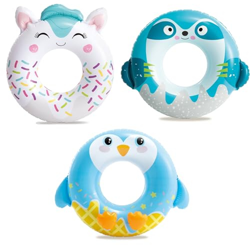 POPOYU 3Pcs Swimming Rings for you, Swimming Donut Inflatable Pool Floats Rubber Ring, 30 (76cm) Koala Penguin Unicorn Pool Float Swim Tubes, Summer Swimming Water Beach Toys,Pool Party Summer Gift