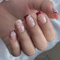 24pcs Short Square Press on Nails French Tip False Nails White Flower Fake Nails Red Edge Pink Stick on Nails Removable Glue-on Acrylic Nail Tips Spring Summer Wedding Bridal Accessories for Women
