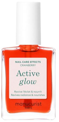 Manucurist Nagellack und Nagelpflege Active Glow Cranberry (Koralle) Biobasiert: Süßmandel, Himbeere, Nährender & Glänzender Nagellack Nude ultra-glowy Finish - Nagellack Schnelltrocknend