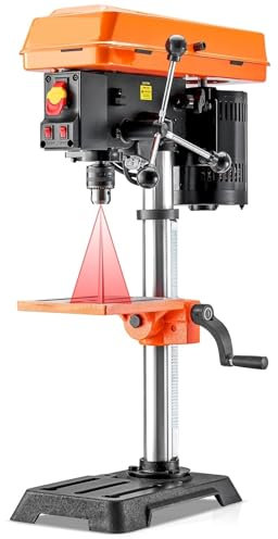 Tischbohrmaschine, 10 Zoll Tischbohrmaschine Tischbohrmaschine mit 610/940/1500/2150/2800 U/min einstellbarer Geschwindigkeit for Holzmetall,für Haus, Garten, Heimwerker