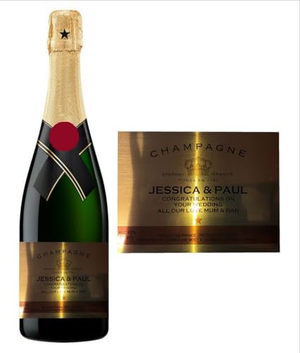 Personalised MOET Champagne Bottle Label - Gold Metallic Finish - Add Any Text
