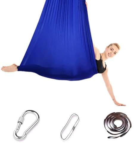 Aerial Yoga Hängematte Set, 200 Kg Max. Tragfähigkeit Mit Beschläge, Anti-Gravity Aufruhr Indoor(Blau)