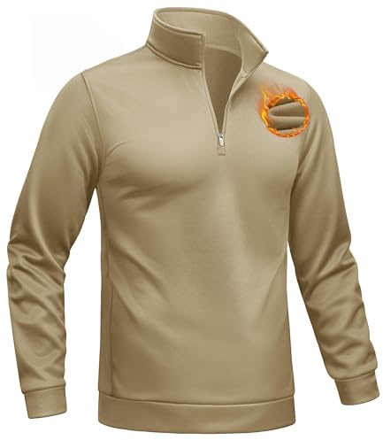 TACVASEN Half Zip Fleece Pullover Herren Sweatshirt Wärme Winter Top Thermo Langarmshirt Sport Shirt mit Stehkragen