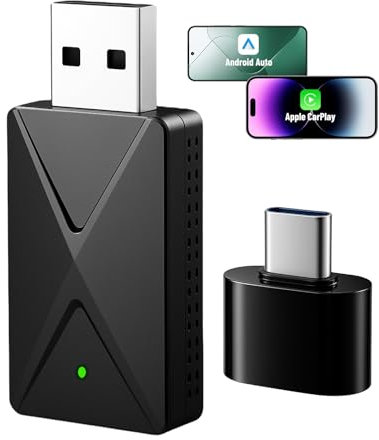 Swiftctrl Adaptador Inalámbrico CarPlay & Android Auto – Convierte CarPlay/Android Auto con Cable a inalámbrico – Compatible Desde 2017 – USB Plug & Play – No Compatible con BMW