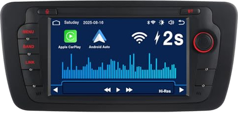 Autorradio RYUIXPUL con CarPlay inalámbrico y Android Auto para Seat Ibiza 2009-2013 | Sistema Linux | Inicio rápido 3S | Calidad de Sonido OEM | Instalación Doble DIN | Pantalla táctil IPS