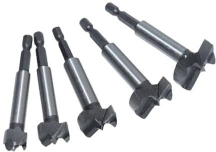 4PCS Hex Shank Flat Wood Drill Bit Set, 15/20/25/30/35mm Spade Drill Bits for Timber, Hinge Installation, 1/4 Inch Quick Change Shank, for Hand Drill & Drill Press (45# Carbon Steel)