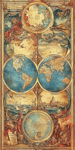 Welt Diamond Painting Erwachsene, 5D Diamond Painting Karte Muster mit Eckige Steine Full Drill, DIY Diamanten Malerei Kreuzstich Bastelset Set für Anfänger, Wand Deko Schlafzimmer, 40x80cm, Model502