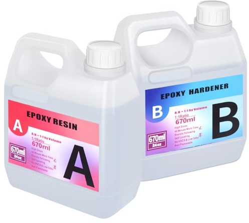 1340ml Epoxidharz Set, Klares Selbstnivellierendes Blasenfreies Epoxy Resin, 1:1 Mischung Epoxidharz mit Härter für Schmuck, Formen, Wohnkultur, Untersetzer, Ornamente