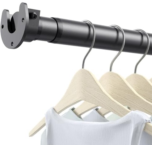 Ruiony Kleiderstange Schrank, 43 bis 135 cm Kleiderstange Ausziehbar, 3,3 cm Durchmesser Robuste Metall Kleiderstange für Schrank, für Kleiderschränke, Wäschekammern und Wohnmobile, Schwarz