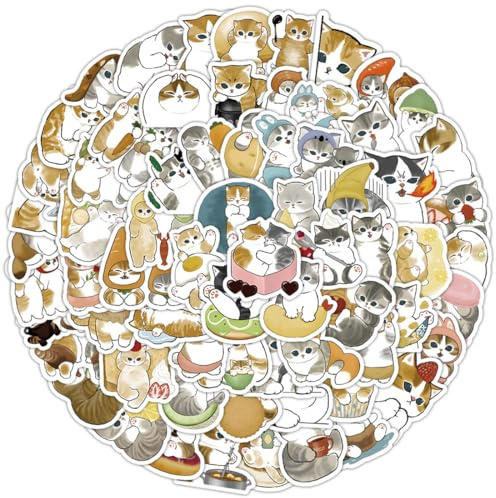 GWEOR 102 Pcs Meme sticker Katzen sticker Funny Cat Meme Stickers for Adults Teens, Waterproof Vinyl Stickers for Water Bottles, Laptops, Skateboards Creative Cat Lover Gift Ideas (Katzen Aufkleber)