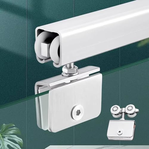 Rail Porte Coulissante Rail pour Porte Coulissante en Verre Sans Cadre de 150 180 200 240 300 ou 400 cm, Quincaillerie Silencieuse pour Porte en Verre Recoupable(12ft(3.7m))