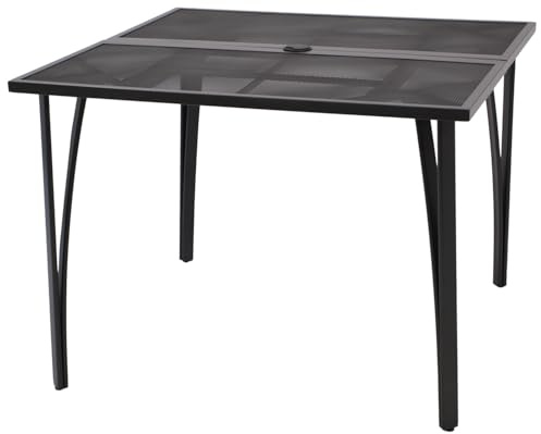 DEGAMO Gartentisch Classic 100x100cm quadratisch, aus Metall, Tischplatte Streckmetall, anthrazit, Outdoor