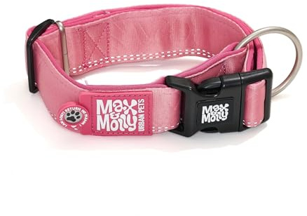 Max & Molly Gotcha! Hundehalsband Breit/44-69cm, Halsband Hund mit Smart ID, gepolstertes Neopren Halsband für Hunde, Rose, bequem, verstellbar
