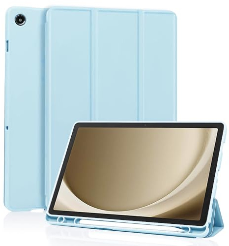 Techsuit für Samsung Galaxy Tab A9 Plus Hülle mit Stifthalter, Dreifach Ständer, Schlankem Design, Auto Sleep Wake, Präzisen Aussparungen, Flex Trifold Series, Himmelblau