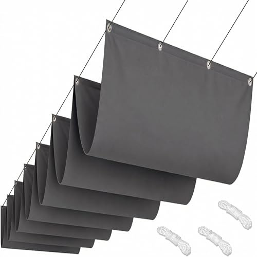 Einziehbare Welle Sonnensegel mit Ösen 240 x 420 cm Uv-Schutz Wetterfest Verstellbare Pergola Markise Viele Längen Und Breiten Zur Auswahl für Terrasse Pergola, Dunkelgrau
