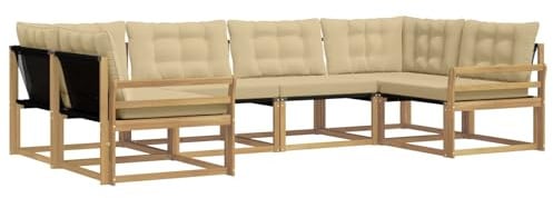 vidaXL Outdoor-Sofagarnitur mit Kissen 6 pcs Weiß und Beige, Garten-Sofa, modernes Outdoor-Sitzset, strapazierfähige Terrassenmöbel, gemütliche Lounge für Dein Wohnzimmer