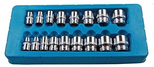 US PRO 17pc 3/8 dr Shallow Sockets Set, Socket 6 Point 8-24mm 1376