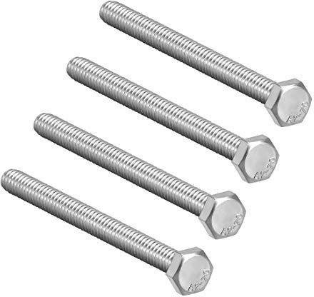 sourcing map Filetage M8 120mm 304 Acier inoxydable Vis de fixation à tête hexagonale 4 Pcs