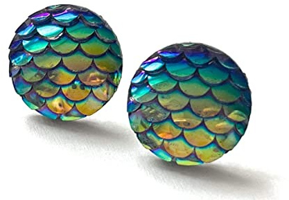 Chirurgenstahl Ohrstecker mit Schuppen, Meerjungfrau, mermaid ohrringe, meerjungfrau schmuck, Edelstahlohrringe, allergikergeeignet