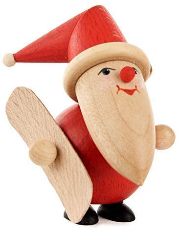 Rudolphs Schatzkiste Miniatur Weihnachtsmann mit Snowboard H=9cm NEU Holzfigur Holzminiatur Sammelfigur