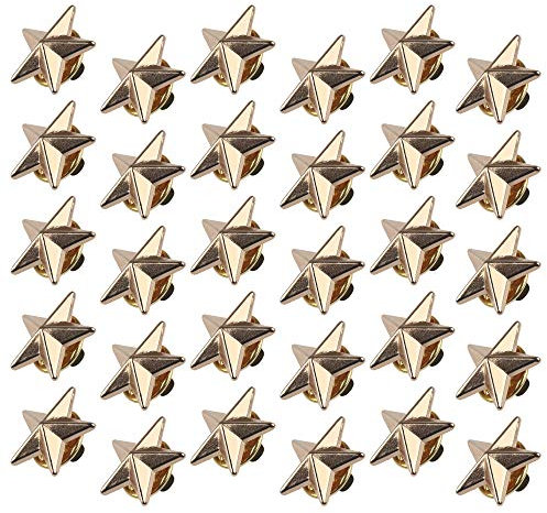 Chudian 30 Stück Sterne Brosche Modische Ansteckernadel für Kleidung Hut Anzug Pullover für Damen und Herr Sicherheitsnadel (Gold)