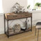 Console 2 tiroirs avec poignées et étagère de Rangement Table d'appoint pour la Maison et Le Bureau Table d'appoint en Bois avec Cadre en métal Noir pour Couloir, Salon, Chambre, entrée, Cuisine