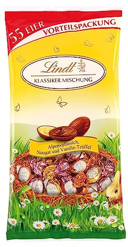 Lindt Schokolade Klassiker Eier Mischung | 288 g | 55 Eier in den Sorten Alpenvollmilch, Nougat und Vanille-Trüffel | Oster Schokolade | Schokoladengeschenk | Ostereier | Schokoeier