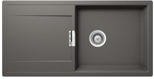 SCHOCK hochwertige Küchenspüle 100 x 51 cm Mono D-100L Silverstone - CRISTADUR graue Spüle mit Abtropffläche ab 60 cm Unterschrank-Breite
