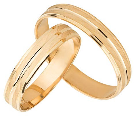 Ardeo Aurum Trauringe Damenring und Herrenring aus 375 Gold Gelbgold Paarpreis massiv hochglanz diamantiert Eheringe