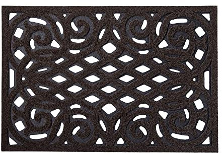 Nicoman Outdoor Doormat Decorative Stair Mats Heavy Duty Drainage Dirt Trapper Porch Rubber Skid Proof Anti Slip - (Small, Chocolate, 60 x 40cm)