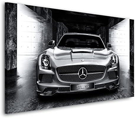 Kunstgestalten24 Leinwandbild Mercedes SLS AMG Black and White Auto Wand Bild Kunstdruck