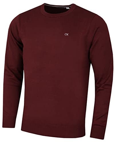 Calvin Klein Uomo 2025 Maglione da Golf Girocollo Durevole - Borgogna - S