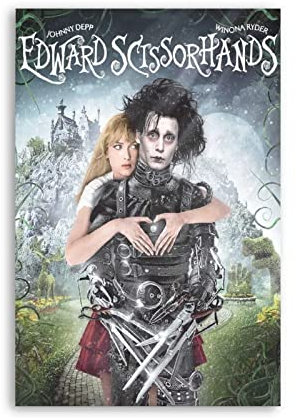 TSALF Kunstwerk Malerei Leinwanddrucke Kein Rahmen Vintage Filmplakat Edward mit den Scherenhänden Leinwand Posterh Un 60x90cm