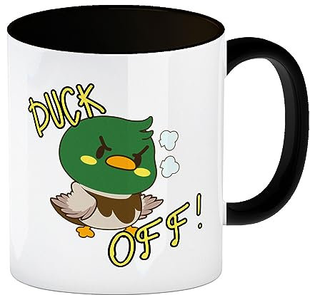 Enten Kaffeebecher in schwarz mit Spruch DUCK OFF! Die Tasse für Introvertierte am Arbeitsplatz Kaffeetasse Arbeit putzig bunt Chef Becher Büro Arbeit Ente