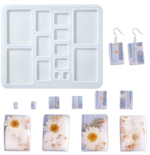 UR URLIFEHALL Lot de 5 moules rectangulaires en silicone pour cabochon en résine pour fabrication de bijoux faits à la main