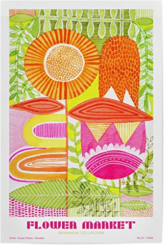 artboxONE Poster 60x40 cm Typografie Susan Black - Flower Market grün - Bild Blume ausstellungsposter Blume