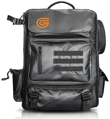 Guilt Free Gaming Ultimativer Brettspiel-Rucksack, perfekt für Gamer, DND- und RPG-Spieler, herausnehmbare Würfelablage, gepolsterter Rücken und Gurte, Laptop-Aufbewahrung, Mini-Schaumstoffeinlagen,