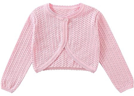 Yealoo Bolero Coprispalle Ragazze Bambina Schema dei Fori Cotone Bambine Cardigan Maniche Lunghe