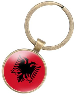 EnigmaGlow Schlüsselanhänger mit Flagge der meisten Länder, Zinklegierung, täglicher Schlüsselanhänger, Zuhause, Autoschlüssel für Männer und Frauen, Albanien, 2.1inch