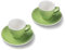Terra Home 2er Espresso-Tassen Set - Grün, 90 ml, Matt, Porzellan, Dickwandig, Spülmaschinenfest, italienisches Design - Kaffee-Tassen Set mit Untertassen