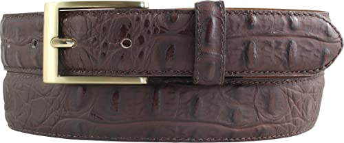 BELTINGER Gürtel mit Krokoprägung 3 cm | Leder-Gürtel für Herren mit goldener Gürtelschließe 30mm Kroko-Optik | Kroko-Muster 3cm | Braun 90cm