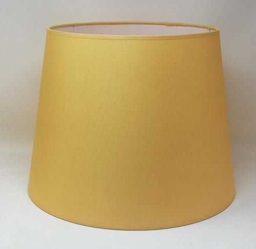 40 cm Pantalla, Tela de Algodón, respaldo de PVC Blanco, Producto Hecho a Mano, para Lámpara de Mesa, Lámpara de Pie (Ocre)