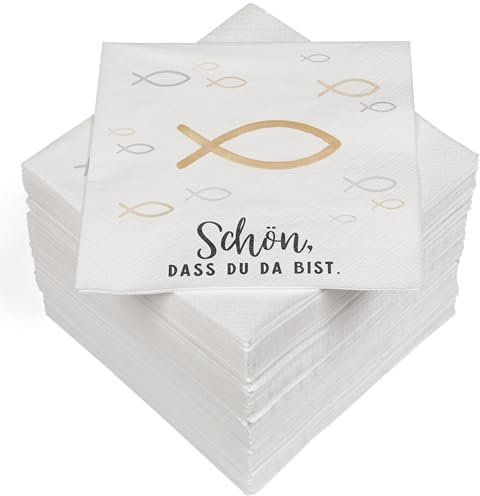 HEKU 100 Servietten, 3-lagig, 33x33cm, Fische I Saugstark und praktisch verpackt I Breite Auswahl I Ideal für besondere Anlässe