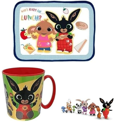 Set Merenda Colazione 2 Pezzi con Tovaglietta Ripiegabile Morbida Sottopiatto Pieghevole e Tazza Bicchiere 350ml per Microonde (BING)
